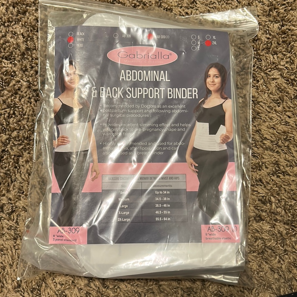 Postpartum abdominal support binder